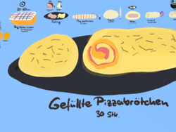 Baked pizza rolls with golden crust, oozing cheese and pepperoni, bite-sized snacks perfect for parties and appetizers