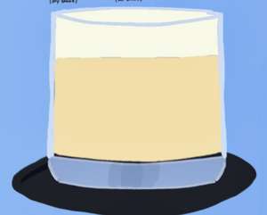 Classic Whiskey Sour cocktail in rocks glass with bourbon, lemon juice, sugar and frothy egg white top, garnished with lemon slice