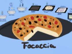 Rustic focaccia bread grilling on barbecue, Italian flatbread with herbs, olive oil and grill marks for enhanced flavor