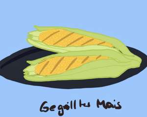 Grilled corn on the cob with char marks, buttered and seasoned, classic barbecue side dish cooked over open flames