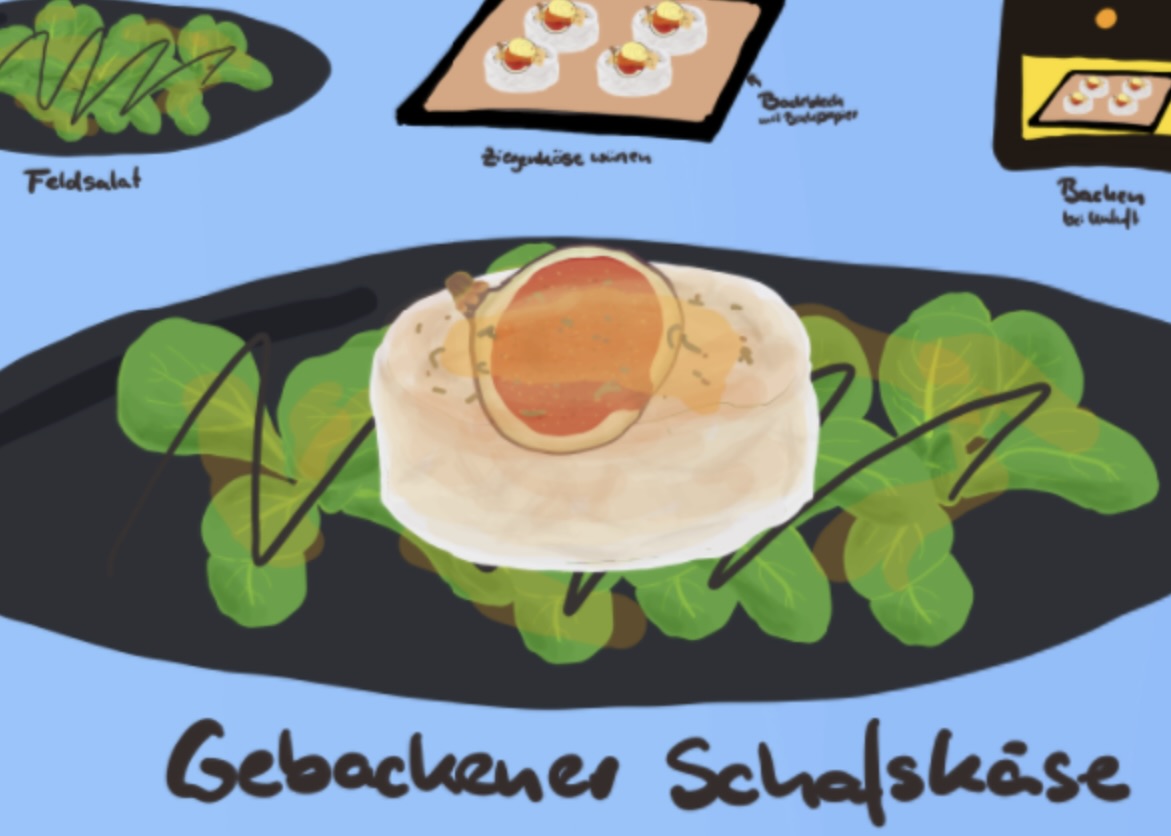 Gebackener Ziegenkäse auf Feldsalat
